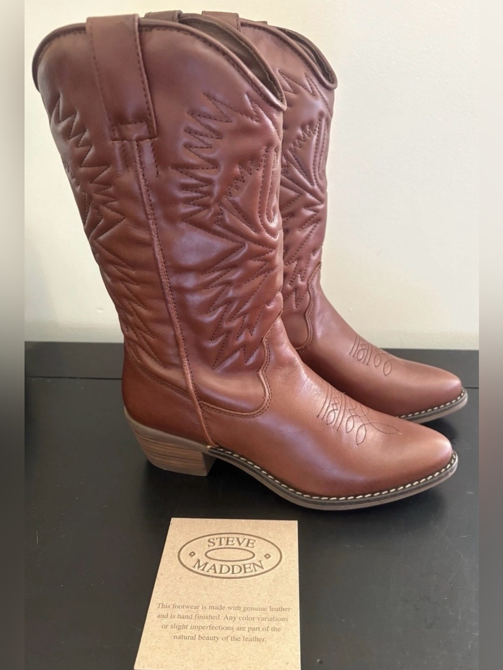 Steve Madden Women’s Hayward Western Style Boots Leather New In Box Size 7
